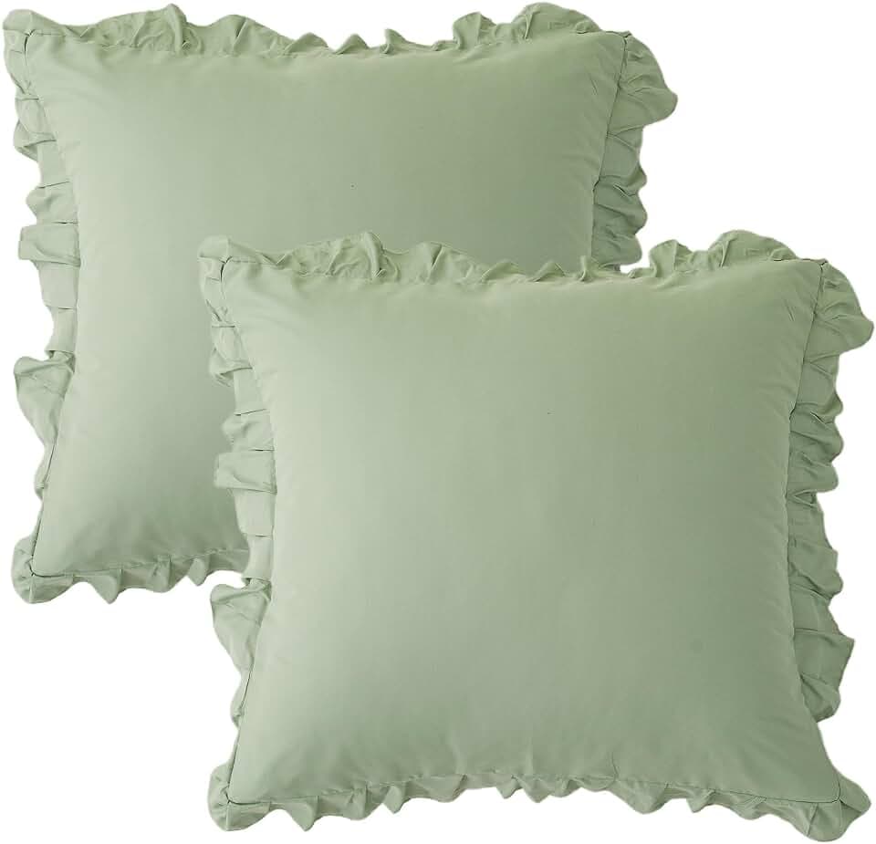 TOCOMOA Kissenbezug 80x80 2er Set, Rüschen Kissenbezüge mit Hotelverschluss
