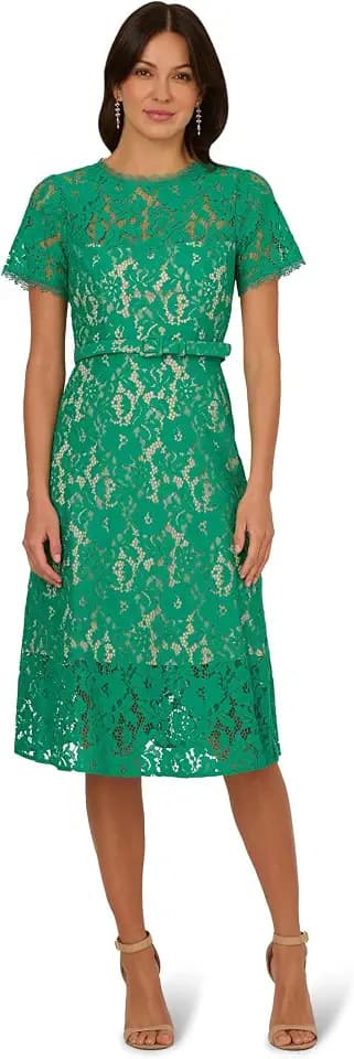 Adrianna Papell Lace Soft Skirt Midi Dress