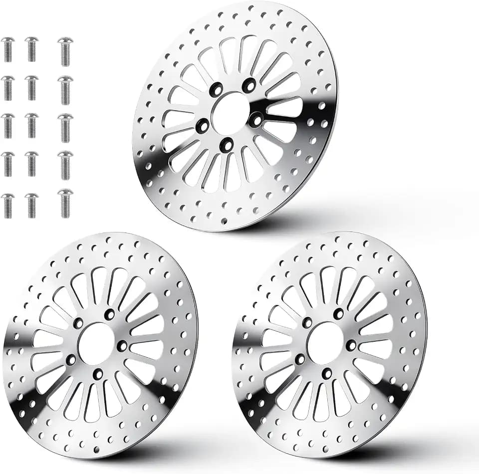 Youxmoto 11.8" Brake Rotor Set for Harley Davidson Touring, for Road King Electra Glide Standard/Classic Tri Glide Ultra Classic Street Glide Road Glide with Bolts Set Brake Disc Rotor 08-22, Polished