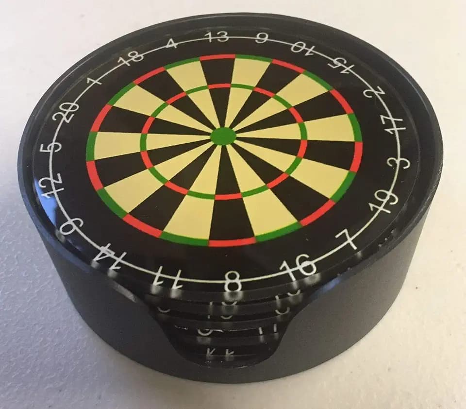 SC Gifts Dartboard Coasters, 6 Stück, Glas, Quadratisch, Schwarz