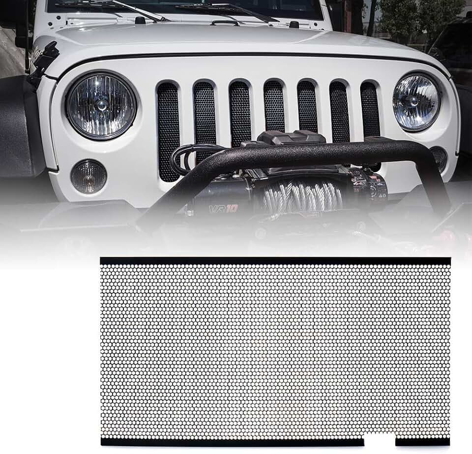 Xprite Black Grill Insert Compatible with Jeep Wrangler JK JKU 2007-2018