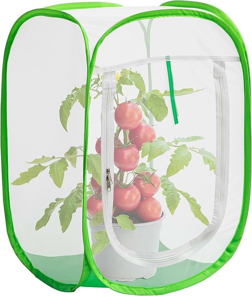 16" x 16" x 24" Pop Up Garden Mesh Plant Cover, Plant Protectors Mesh Plant Enclosure, Garden Net Cage Pest Protection Guard Tent with Storage Bag for Protect Plant Vegetable Fruit from Birds Insects