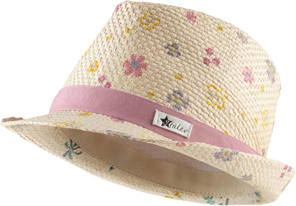 Sterntaler Strohhut Blumen - Sommer Hut mit Allover Blumen Print - UV-Schutz 50+ Sonnenhut - Mädchen Hut - Baby und Kinder Sommer Kopfbedeckung