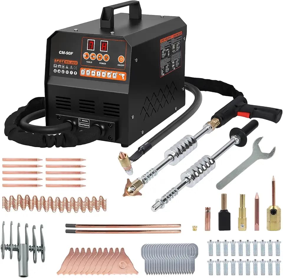 Stud Welder Dent Puller, 3.5KW Spot Welder Dent Puller Machine 110V 4200A, 7 Weld Modes & Auto/Manual Welding Auto Body Repair Kit with Overheat Protection, 17 Accessory Types for Car/Truck/Motorcycle