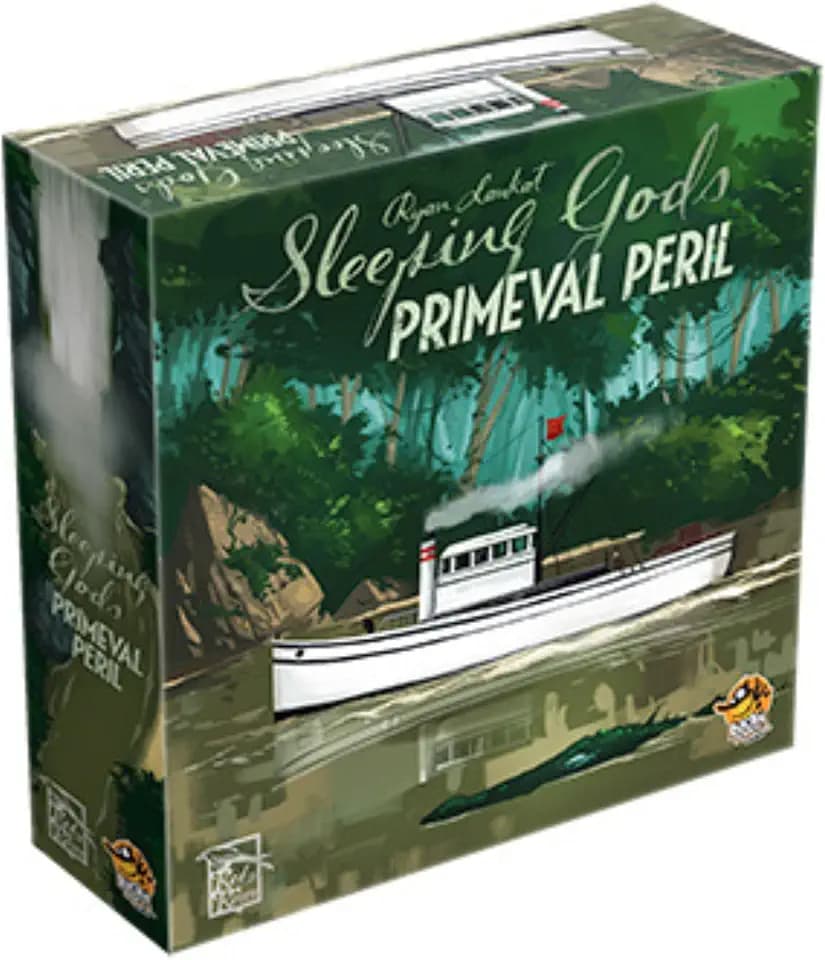 Lucky Duck Games | Sleeping Gods: Primeval Peril | Gesellschaftsspiel freistehend | Französische Version | Erzählendes Questspiel mit Atlas, vereinfachte Regeln, Neue Karten | ab 13 Jahren | 1–2