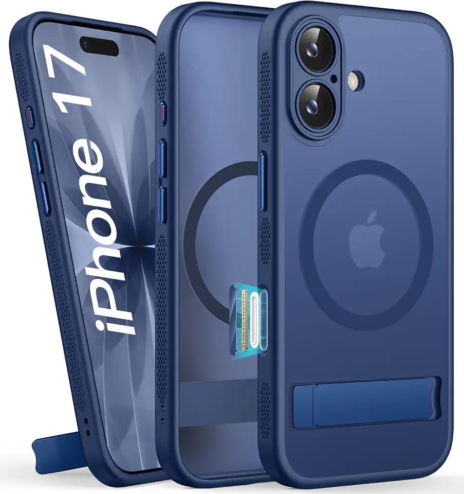 BXYJY Magnetic for iPhone 17 Case with Stand, Compatible with MagSafe, Blue