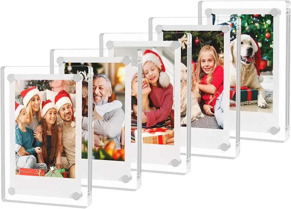 AITEE Acrylic Fridge Magnetic Frame Clear 2x3 Picture Frame 5 Pack