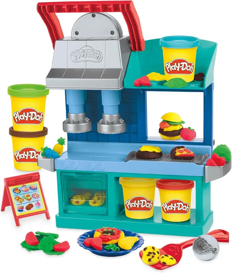 Play-Doh Kitchen Creations Buntes Restaurant, 2-seitiges Küchenspielset, Set für Mädchen und Jungen, Small