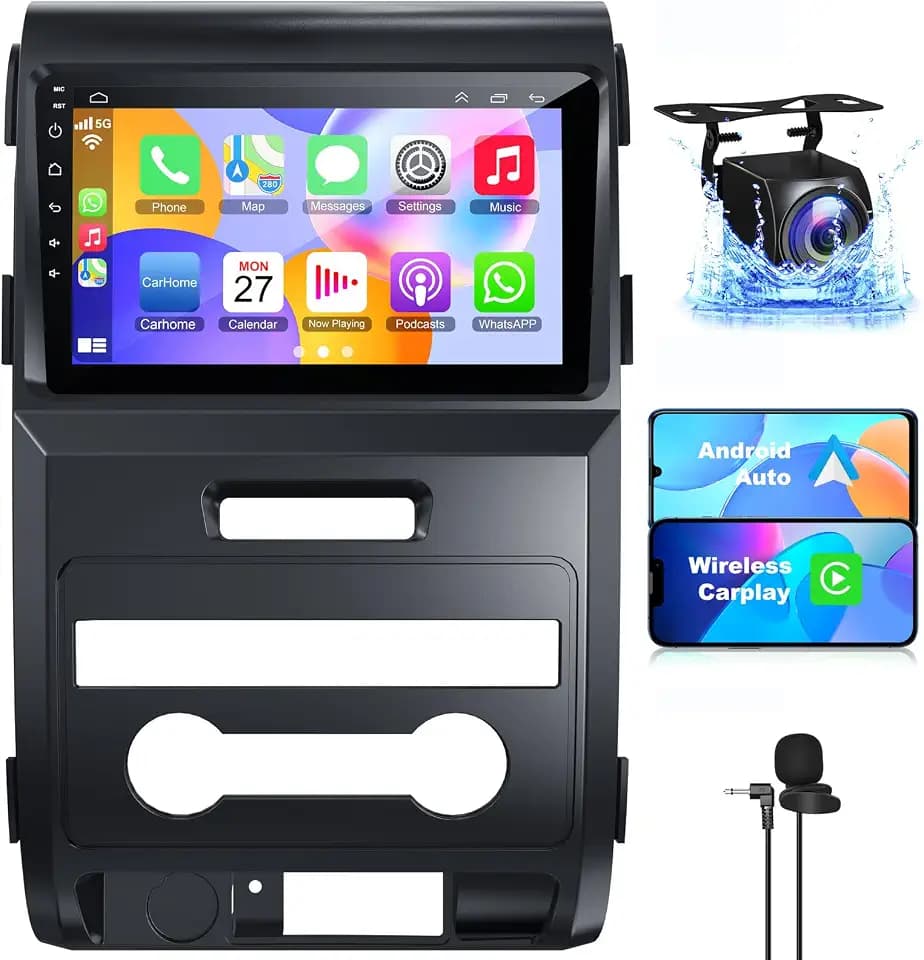 for Ford F150 2009-2014 4G+64G Car Radio 8-core, 9 Inch IPS Touch Screen Car Stereo with Wireless Carplay/Android Auto,GPS, WiFi, Bluetooth, DVR/DPS, Android 15
