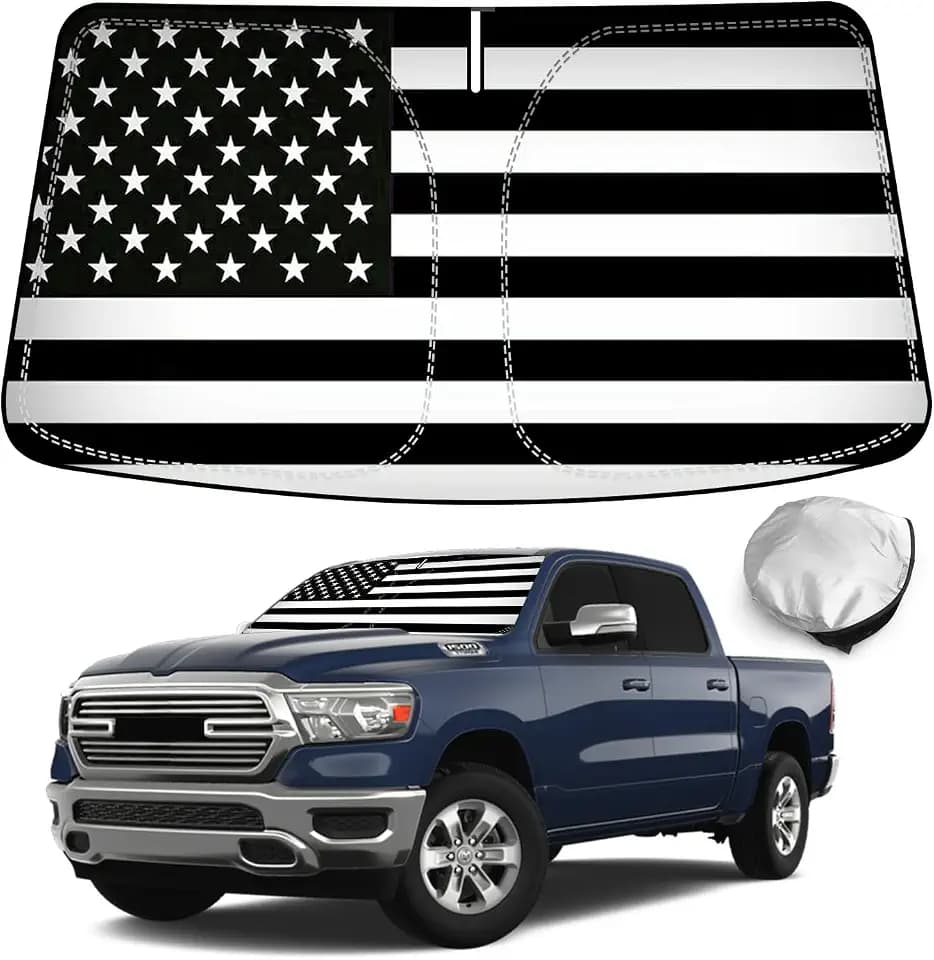 Bestview Windshield Sun Shade Custom Fit for 2009-2018 Dodge Ram 1500, Foldable Front Window Sunshade Sun Visor Accessories Protector Block UV Rays Heat
