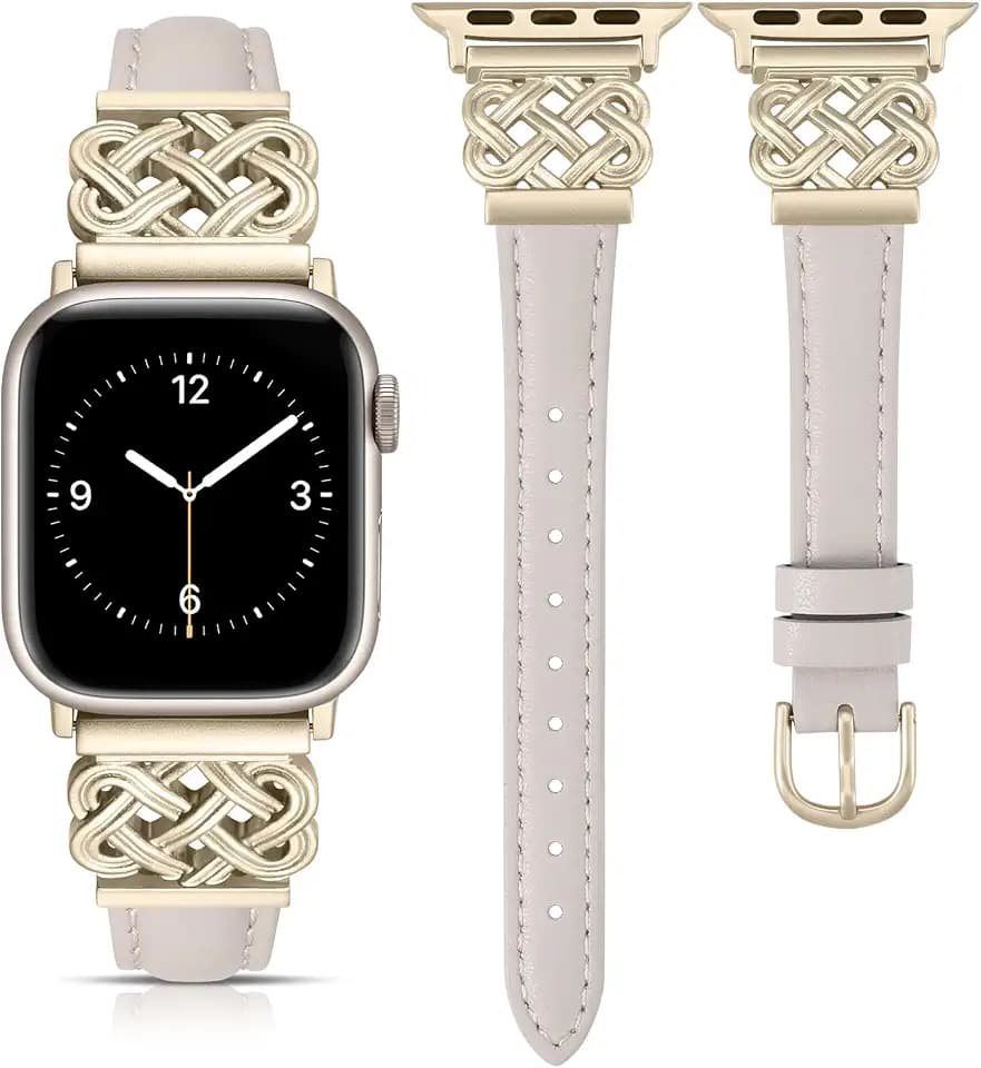 TOYOUTHS Celtic Knot Leather Strap Compatible with Apple Watch Bands Women