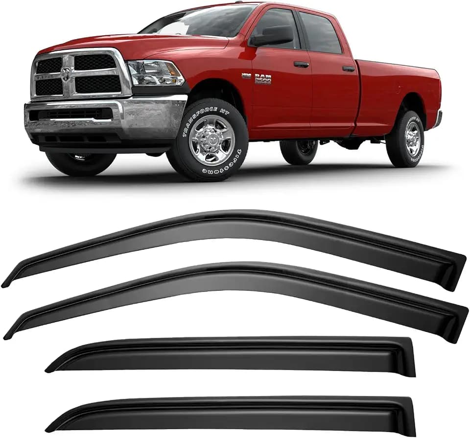 Window Visors Rain Guards for 2009-2018 Dodge Ram 1500 Crew/Mega Cab