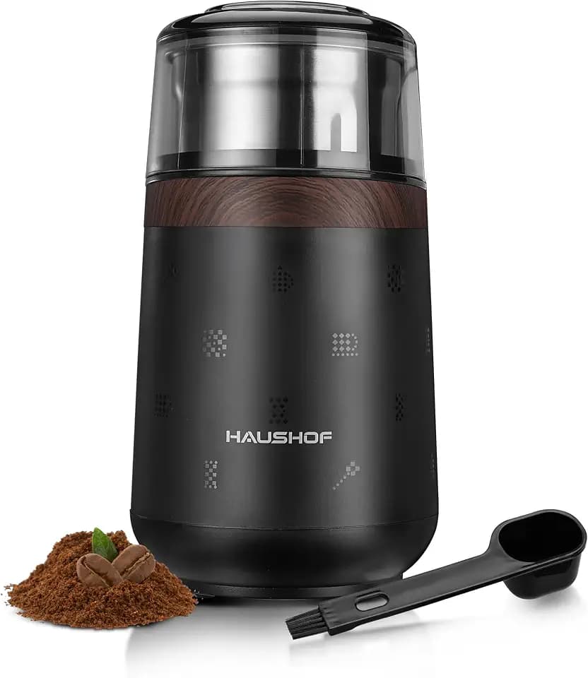 HAUSHOF Kaffeemühle Elektrisch 75g, Kaffeebohnenmühle 150W