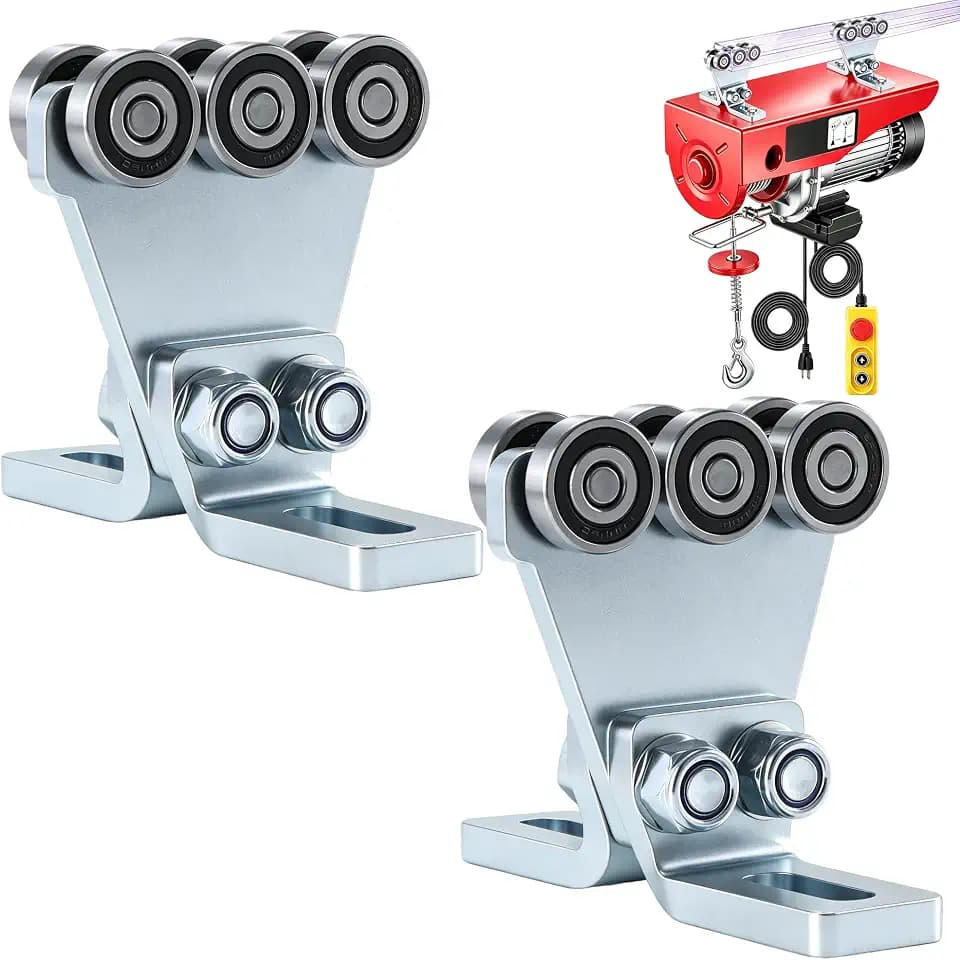 Electric Hoist 6 Wheel Trolley Assembly-Hoist Trolley Rollers.Ideal for Garage Hoist Systems.for use with 1-5/8" Wide and All 1-5/8" or Taller Strut Channel