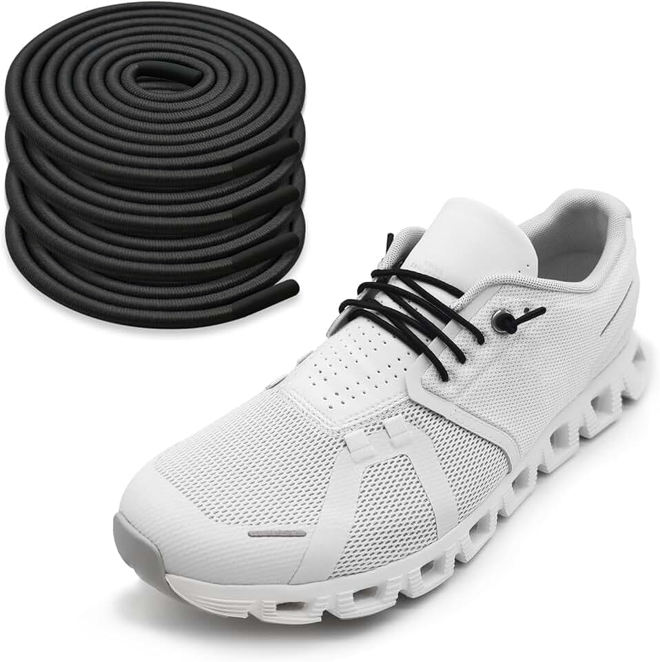 2 Paare Elastische Dünne Schnürsenkel für On Cloud 5&6 Running Schuhe, 2.5mm Dehnbare Runde Ohne Binden Gummi Schuhbänder
