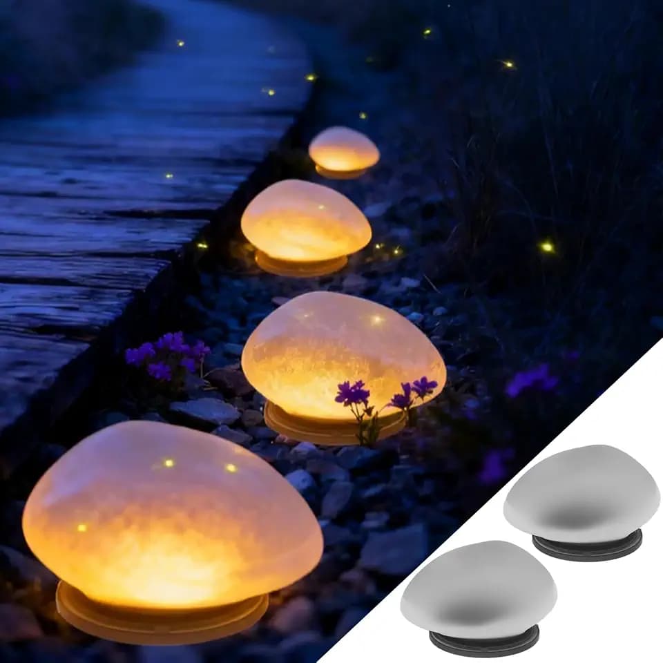 Hqynss Solarlampen für außen, Warmweiß Solarleuchten für außen, IP67 Wasserdicht LED Solarlampe, Solar Glas Deko Steinleuchten für Garden Rasen Hinterhof Patio Yard (2 Stück)