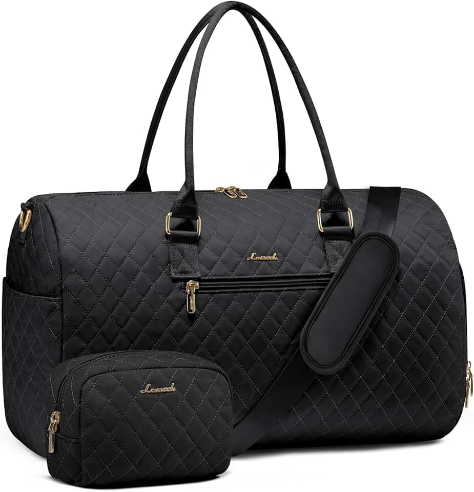 LOVEVOOK Travel Duffle Bag, Weekender Bag for Women with Toiletry Bag, Carry on Overnight Bag with Shoe Compartment, Gym Duffel Bag with Wet Pocket, Mommy Hospital Bags for Labor and Delivery