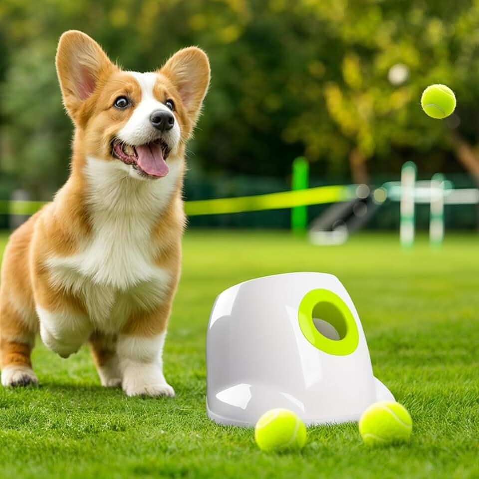 ALL FOR PAWS Automatischer Hundeballwerfer, interaktives Apportierspielzeug für kleine bis mittelgroße Hunde, Wurfmaschine für den Innen- und Außenbereich, inklusive 3 Bällen 2 Zoll