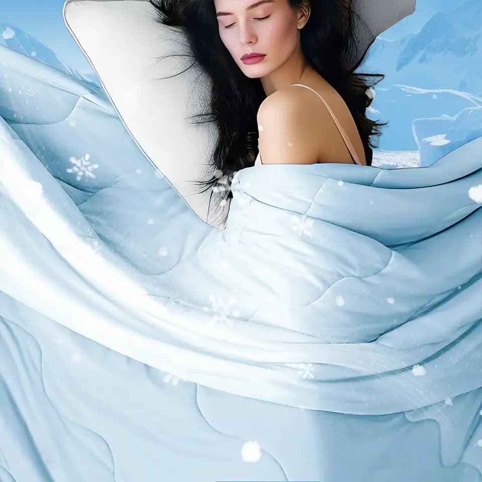 DOWNCOOL Cooling Comforter Queen Size,Blue Cooling Blanket for Hot Sleeper