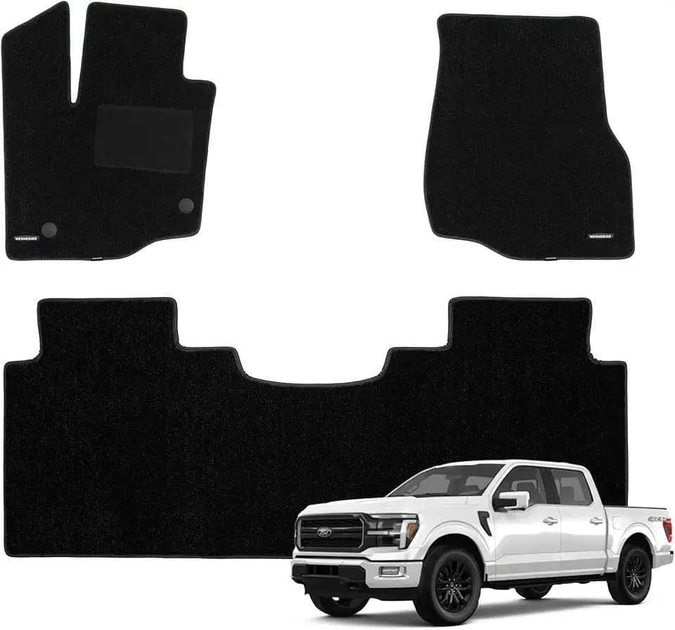 WENNEBIRD Carpet Floor Mats for Ford F-150 SuperCrew Cab 2015-2026, 3Pc
