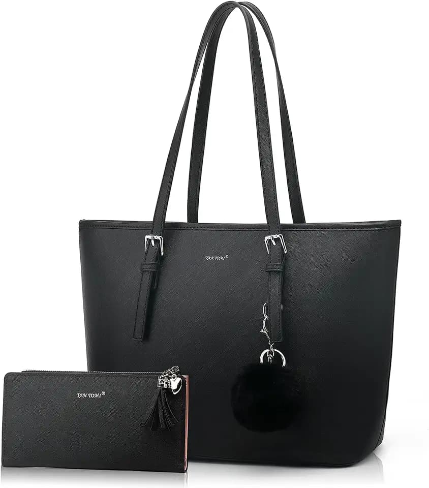 TANTOMI Tote Bag for Women PU Leather Shoulder Handbags Large Work Bag