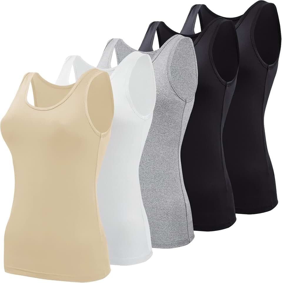 BQTQ 5 Stück Unterhemd Damen Crop Top Tank Top Basic Cami Tank Top für Frauen und Mädchen