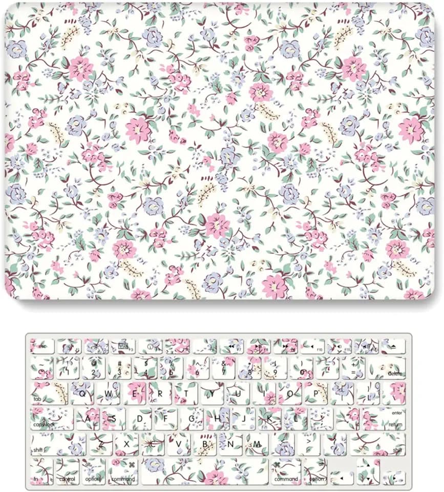 Shell Compatible with MacBook Pro 15 Inch Case 2019 2018 2017 2016 Release Model A1990 A1707 with Touch Bar Touch ID, Plastic Protective Laptop Hard Case & Keyboard Skin, Pink Tiny Flowers