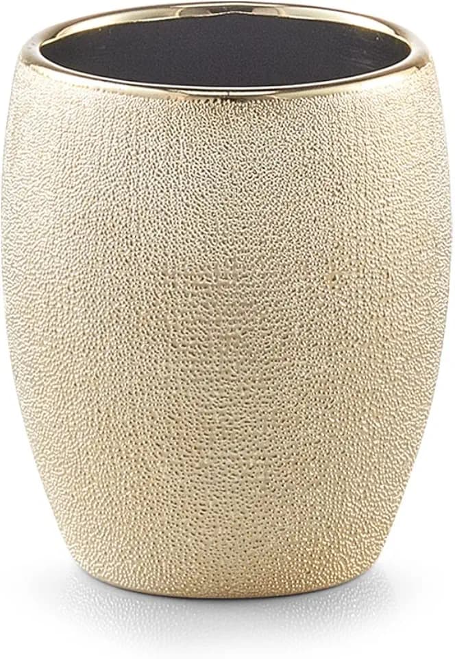 Zeller Zahnputzbecher Glitter, Steinzeug, Gold, ca. 8,1 x 8,1 x 9,8 cm