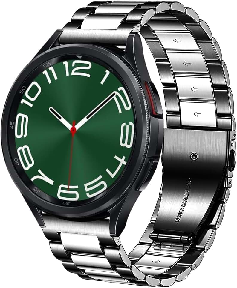 DEALELE Armband Kompatibel mit Samsung Galaxy Watch 7 / FE / 6/6 Classic / 5/5 Pro / 4/4 Classic / 3 41mm / Huawei GT3 42mm, 20mm Edelstahl Metall Ersatz Armbänd für Herren Damen