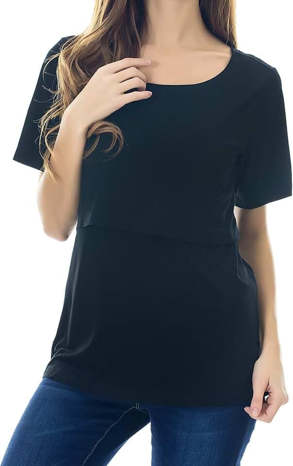 Smallshow Stillshirt Umstandstop T-Shirt Umstandsmode Umstandsshirt Schwangerschaft Kleidung Mutterschafts Kurzarm Shirt