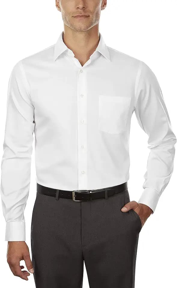 Van Heusen Herren Anzughemden, Tailliert, Lux, Satin, Stretch, Solider Breiter Kragen Klassisches Hemd