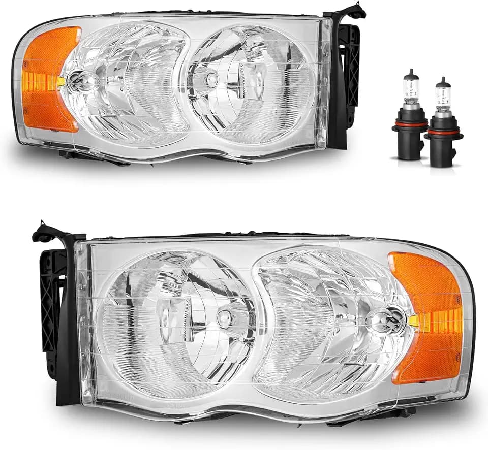 Headlights for 2002-2005 Dodge Ram 1500 with High/Low Beam Bulbs