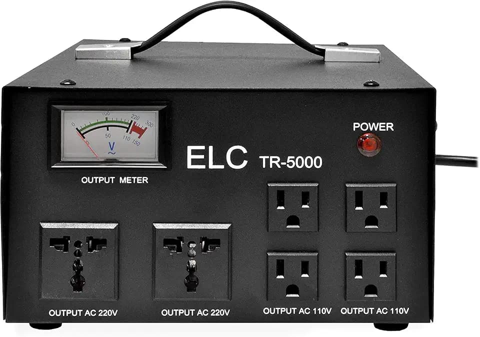 ELC 5000 Watt Voltage Regulator with Transformer - Step Up/Down - 110v to 220v / 220v to 110v Power Converter - Circuit Breaker Protection [3-Years Warranty]
