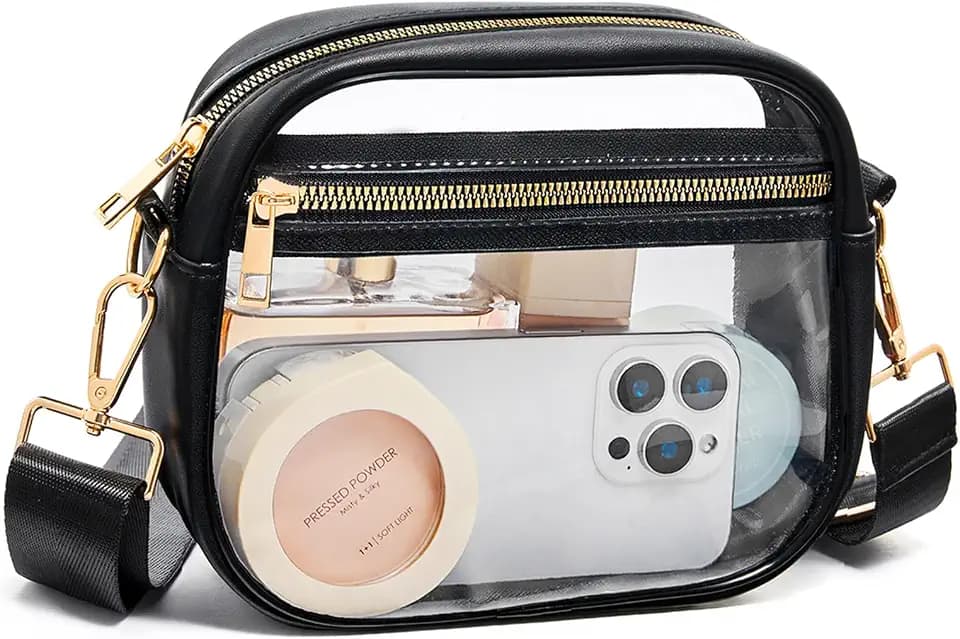 Fibrdoo Clear Purse for Stadium Events Transparent Crossbody Bag