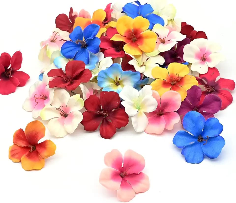 50 Stück Künstliche BlumeKöpfe, 6cm Fake Orchidee Blütenkopf Bunt Kunstblumen Seide Blütenköpfe Deko für Hausgarten Hochzeit Feste Partei Haus DIY Basteln Scrapbooking