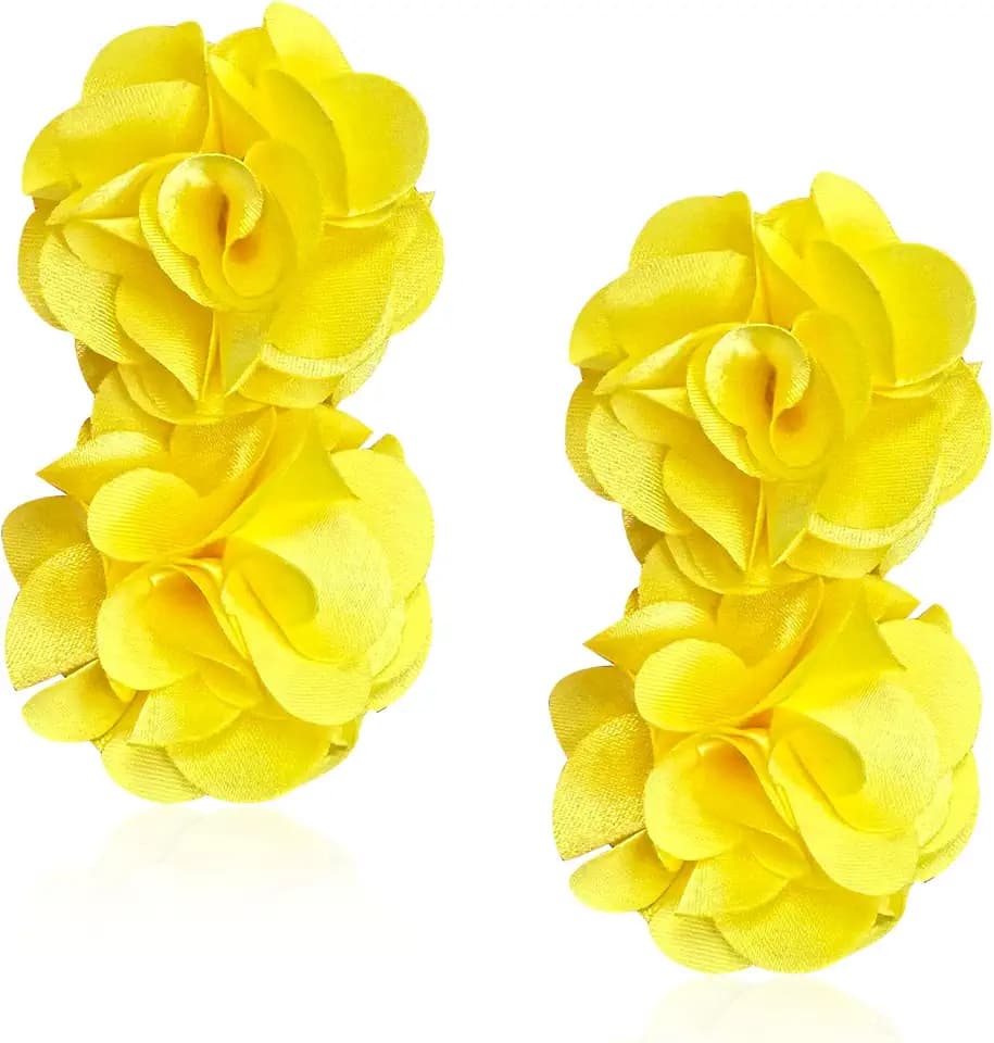 Oversized Fabric Flower Earrings for Women Statement Boho Chic Dangle Drop Earrings for Parties Weddings or Everyday Wear