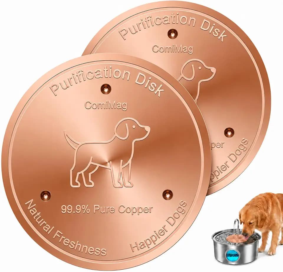2-Pack Copper Disc for Dog Water Purification, Keep Water Cleaner