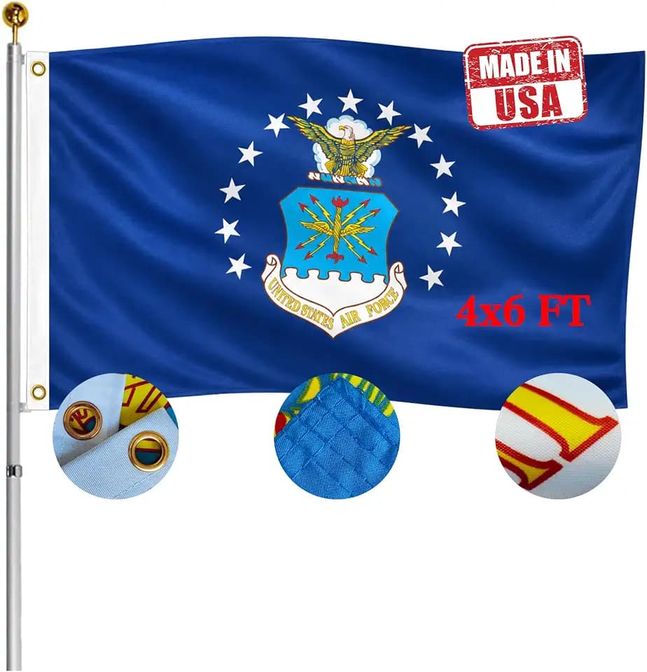 Double Sided US Air Force Military Flag 4x6 FT Outdoor- UV Fade Resistant United States Air Force Flags with 2 Grommets