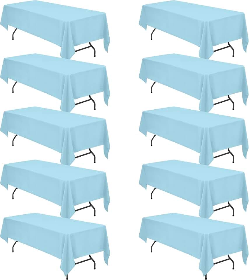 BRILLMAX 10 Pack Light Blue Tablecloths 60x126 Inch for 8ft Rectangle Table