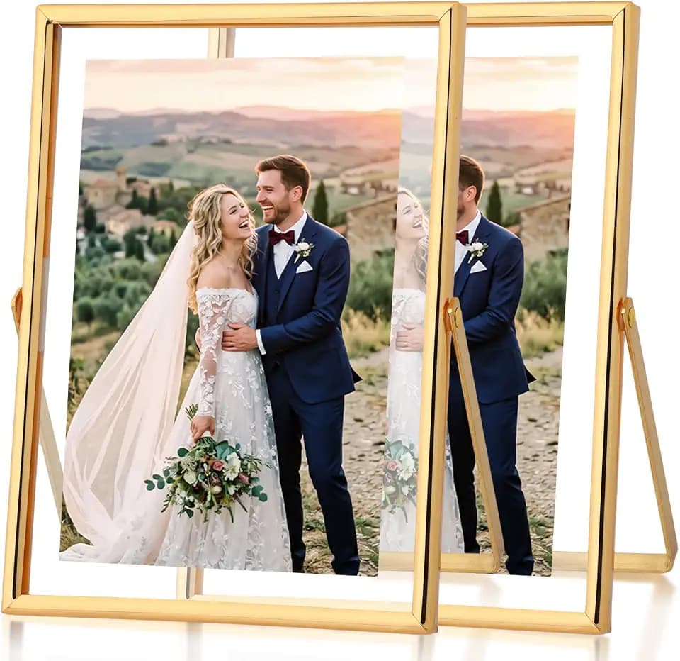 Fixwal Metal Floating Picture Frames Set of 2, 5x7 with Tempered Glass
