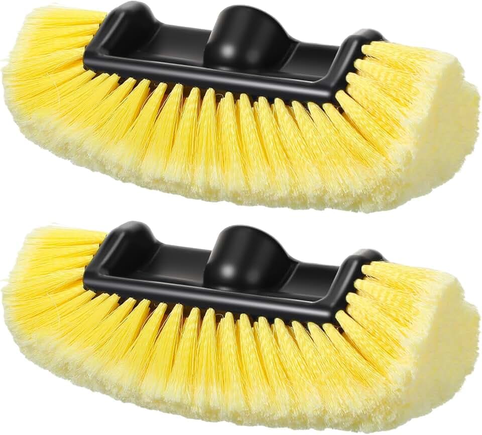 Tanlade 2 Pcs Car Wash Brush Heads Soft Bristle Flow Thru,12 Inch,Yellow
