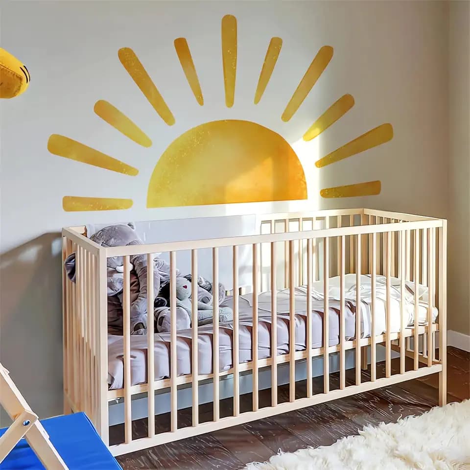 68.5" x 37.4" Large Sun Wall Stickers Yellow Sunshine Wall Decals