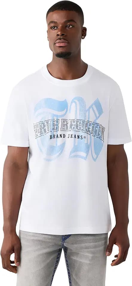 True Religion Men's Short Sleeve Crystal Logo Tee | Soft Feel