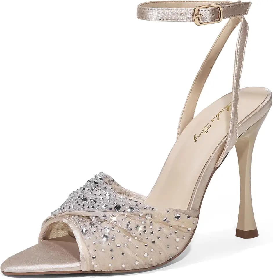 Elisabet Tang Women's Stiletto High Heels Wedding Bride Dress Sandals