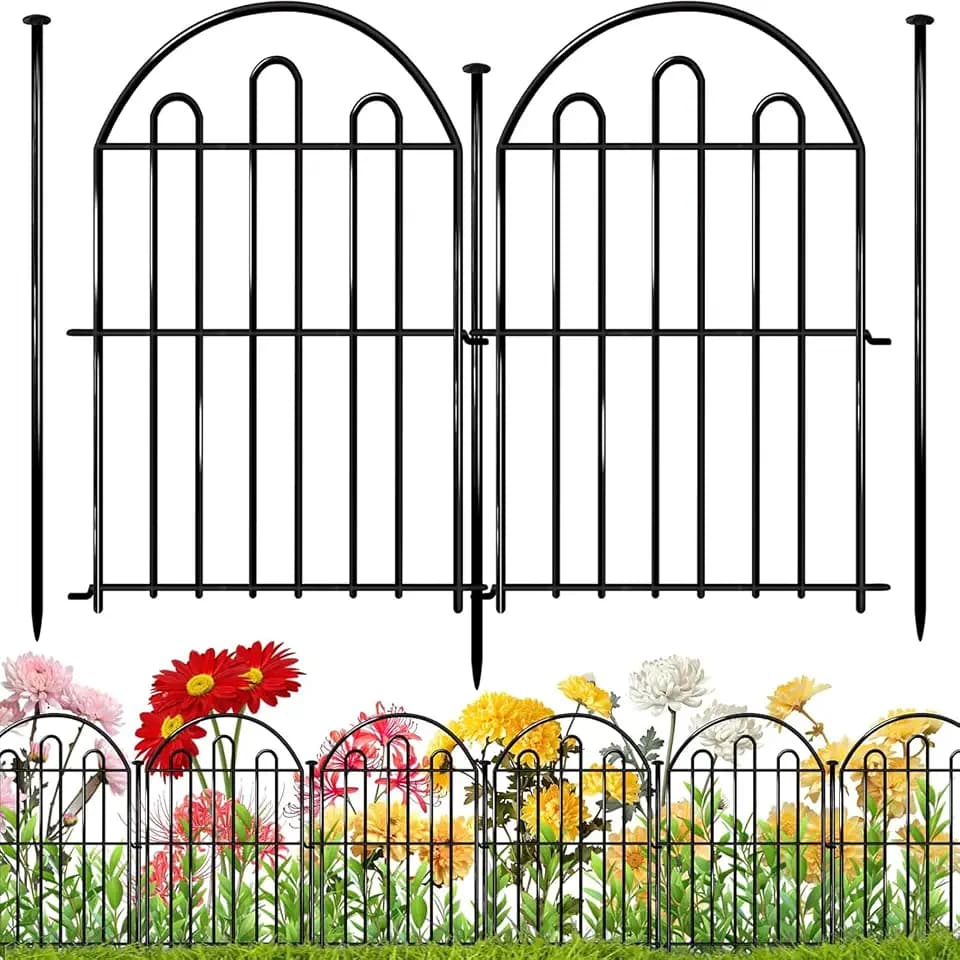 28ft in x 22in Decorative Garden Fence, 26 Pack Arched No Dig Animal Barrier Fence for Dog Rabbit, Garden Edging Border, Rustproof Metal Ground Stake Border for Outdoor Yard Patio Decor