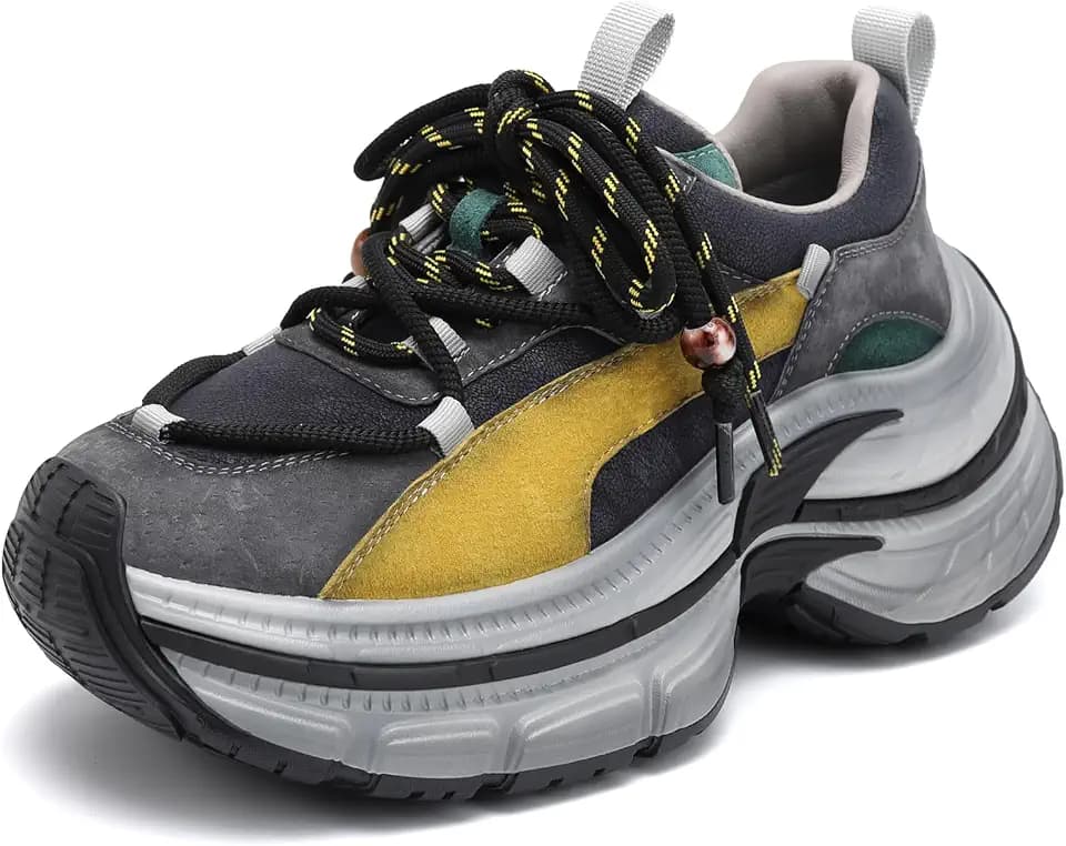 Sneakers for Women Low Top Chunky Casual Dad Sneakers Lace-up Anti-Slip Fashion Platform Walking Shoes