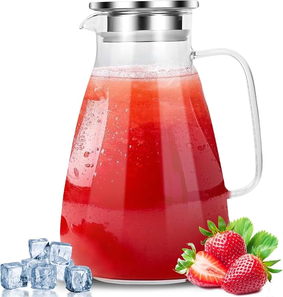 2,2-Liter-Glaskaraffe, versiegelte Glaskaraffe mit Deckel, karaffe mit deckel, hochtemperaturbeständige Wasserflasche, geeignet für kaltes Wasser, heißes Wasser, Saftgetränke
