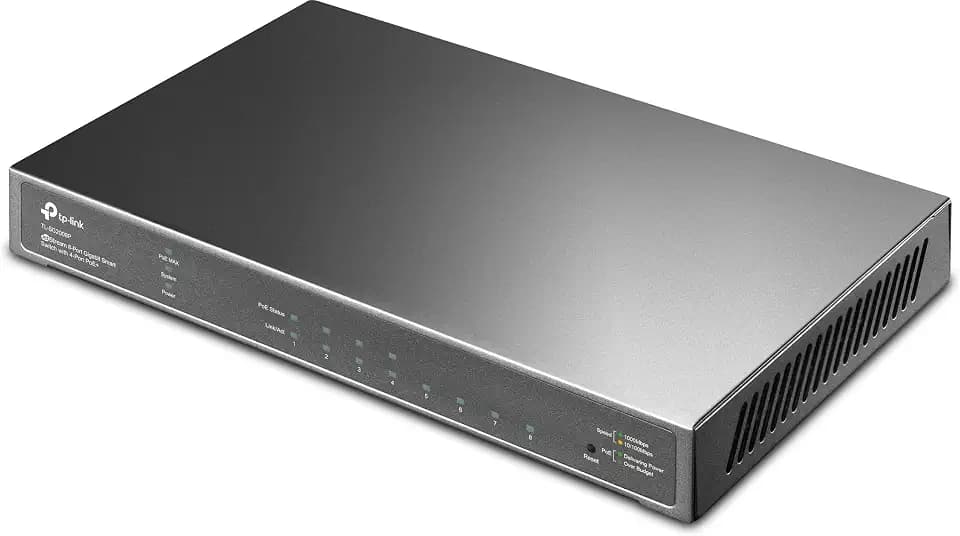 TP-Link Omada SG2008P Smart Gigabit PoE+ Switch, 8-Port Gigabit Ethernet Switch mit 4 PoE+ Ports, 62W PoE Budget, Cloud & Standalone Management, VLAN, QoS, Lüfterloses Metallgehäuse