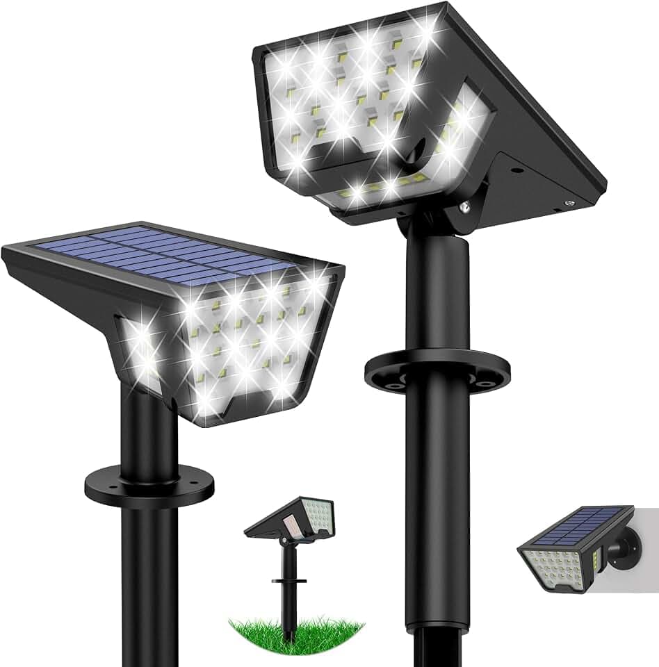 Latband Solar Spot Lights Waterproof 3 Modes Auto On/Off Cool White 2Pack