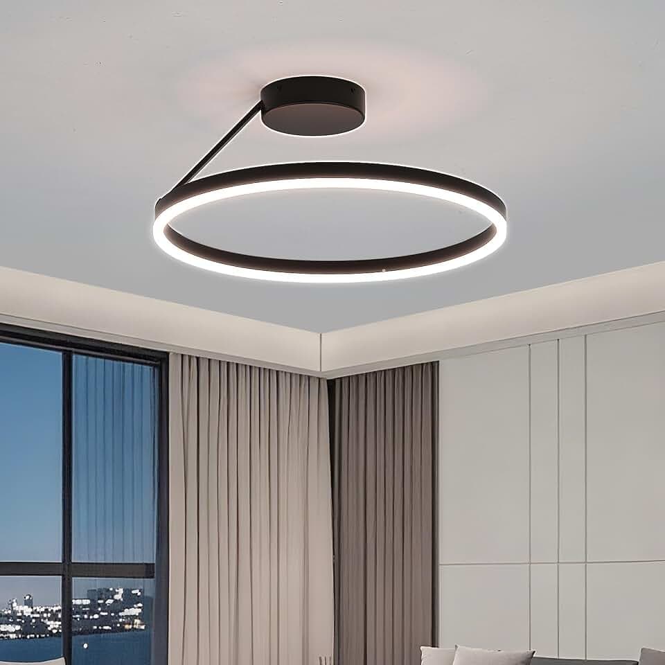 Ring Deckenlampe, Runde LED Deckenleuchte, Moderne Einfache Deckenlampen, Schwarze Dimmbare deckenleuchten, Geeignet für Wohnzimmer, Esszimmer, Schlafzimmer, Küche, Korridor, Flur 40cm
